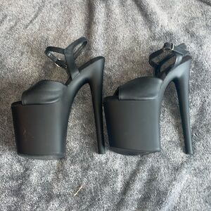 Pleaser black platform stripper heels